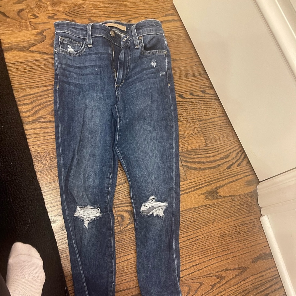 Joe’s High Rise Skinny Ankle Distressed Jeans